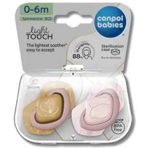 CANPOL BABIES - LOT DE 2 SUCETTES LIGHT TOUCH SOOTHER 0-6MOIS GOLD PINK