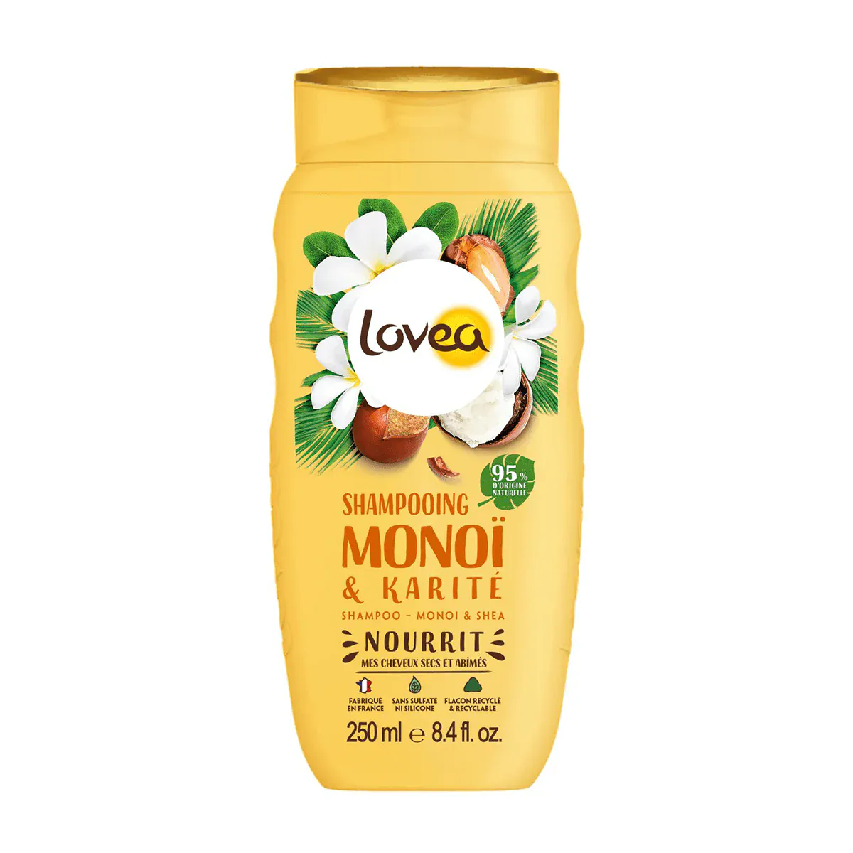 Lovea Shampooing Monoï et Karité Cheveux Secs et Abimes 250ml