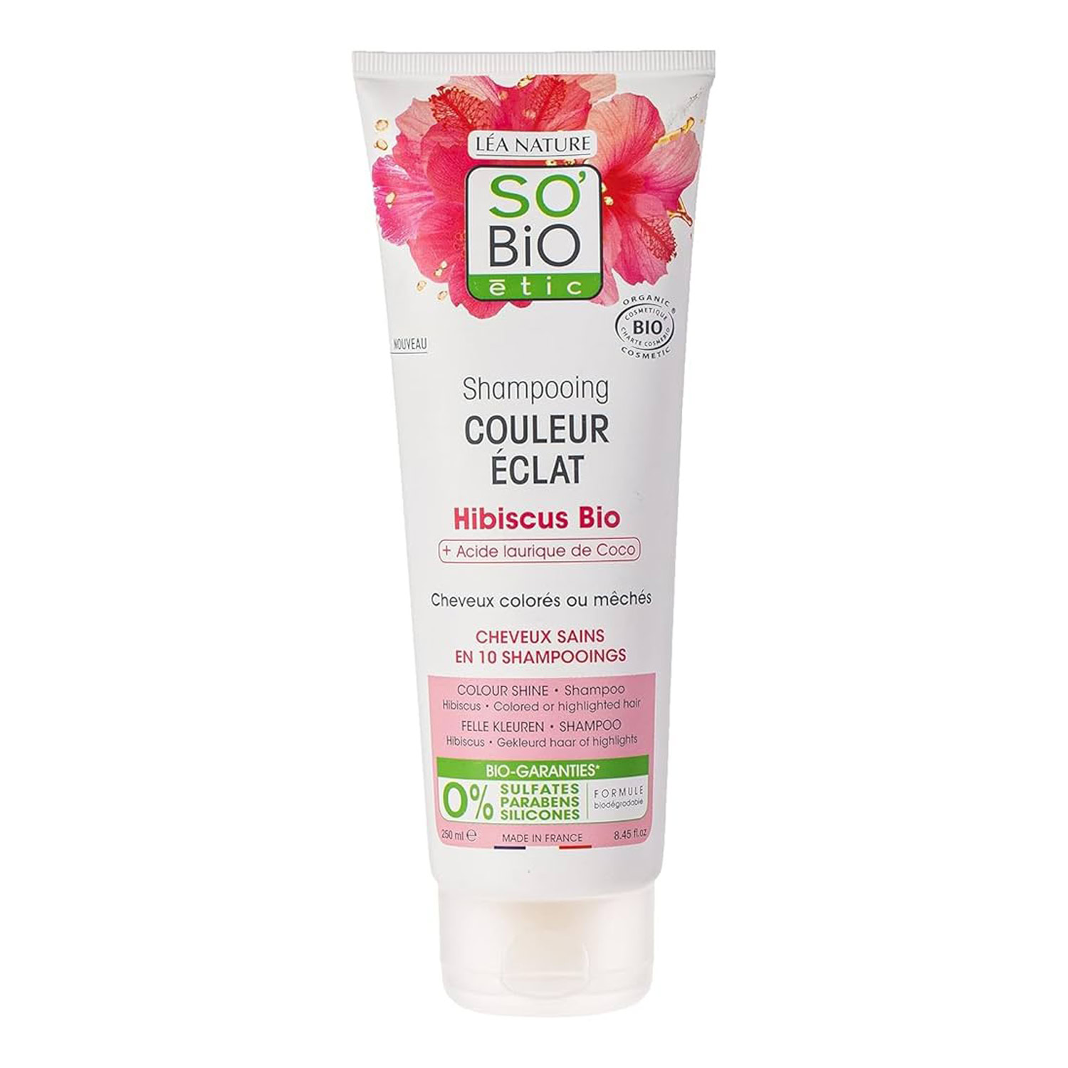 SO BIO Cheveux Colorés ou Méchés Après-Shampoing Hibiscus & Acide Laurique de Coco Bio 200ml