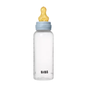 BIBS Biberon Debit Lent PP sans BPA avec Tetine en Latex 0m+ Baby Blue 270ml
