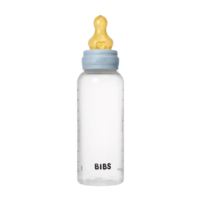 BIBS Biberon Debit Lent PP sans BPA avec Tetine en Latex 0m+ Baby Blue 270ml