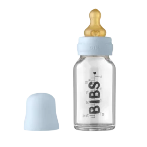 BIBS Biberon en Verre Set Complet Debit lent Baby Blue 0 mois et + 110ml