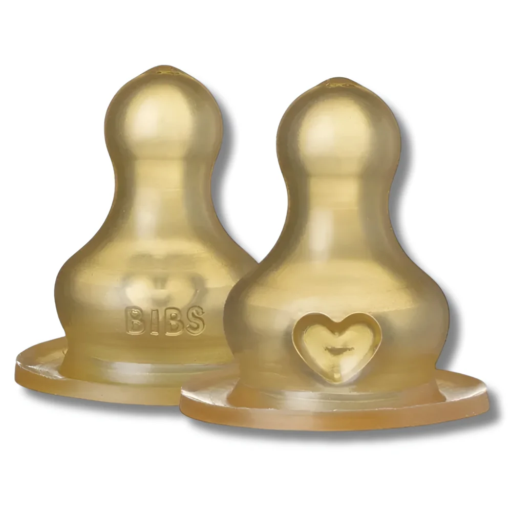 BIBS - LOT DE 2 TÉTINES DE BIBERON LATEX SLOW FLOW +0MOIS