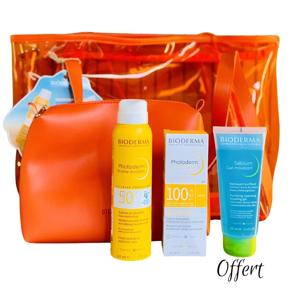 BIODERMA - SAC PHOTODERM BRUME INVISIBLE SPF50+ 150ML+FLUIDE MAX SPF 100 40ML+SEBIUM GEL MOUSSANT 100ML OFFERT
