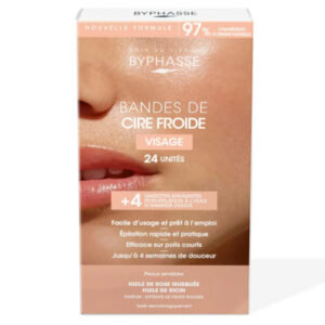 Byphasse Bandes de Cire Froide (24 Bandes + 4 Lingettes) Visage et zones délicates Peaux Sensibles
