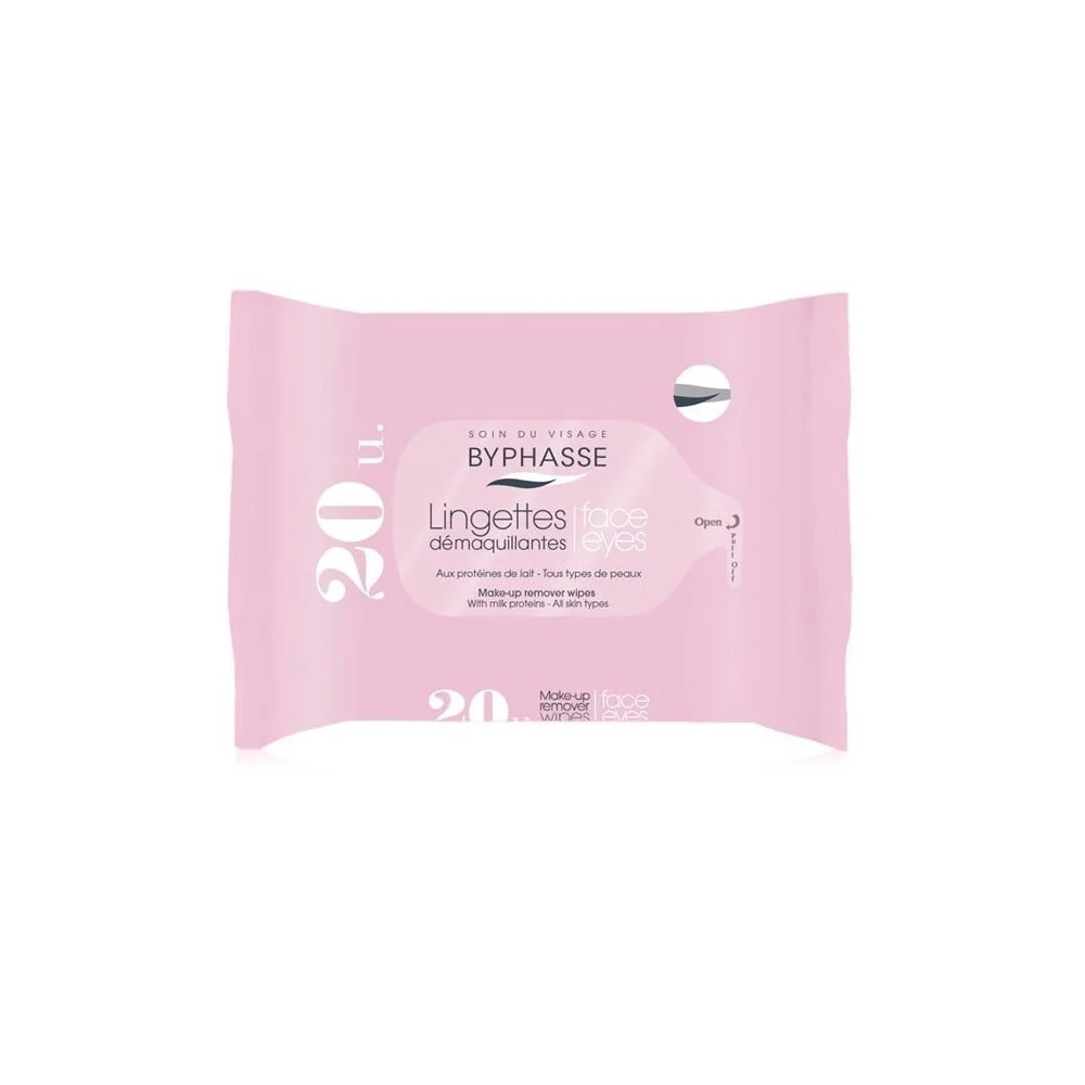 Byphasse lingettes démaquillantes 20 u. Protéines de lait visage et yeux.