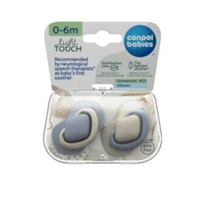 Canpol 2 Sucettes Toucher Leger 0-6M Symetrique PURE COLOR Bleu