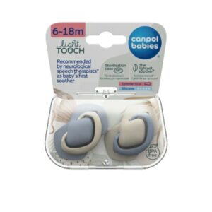 Canpol 2 Sucettes Toucher Leger 6-18M Symetrique PURE COLOR Bleu