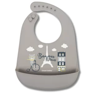 CANPOL BABIES - BAVOIR SILICONE AVEC POCHE BONJOUR PARIS BEIGE 74/027