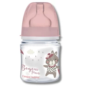 CANPOL BABIES - BIBERON ANTI COLIQUE COL LARGE +0MOIS 120ML BONJOUR PARIS ROSE 35/231