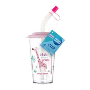 Canpol Tasse avec Couvercle et Paille 320ml 12M+ Rose