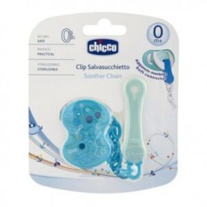 CHICCO Attache Sucette Clip avec Chaine Bleu