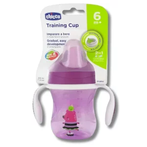 CHICCO - REPAS TASSE TRAINING À BEC RIGIDE +6MOIS COCHON VIOLET 200ML