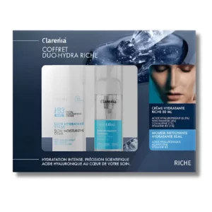 CLARENIA - COFFRET CREME HYDRATANTE DUO-HYDRA RICHE + MOUSSE NETTOYANTE HYDRATANTE 50ML OFFERTE