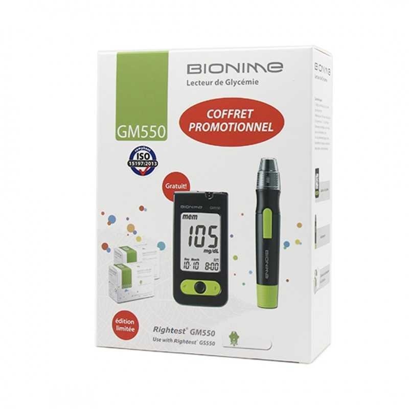 BIONIME Pack 1 Appareil + 100 Bandelettes + 10 Lancets + 1 Autopiqueur