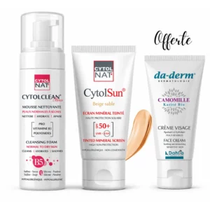 CYTOLNAT - MOUSSE NETTOYANTE PEAUX NORMALES A SECHES + ECRAN TEINTE BEIGE SABLE SPF50+ + DADERM CREME MAINS OFFERTE