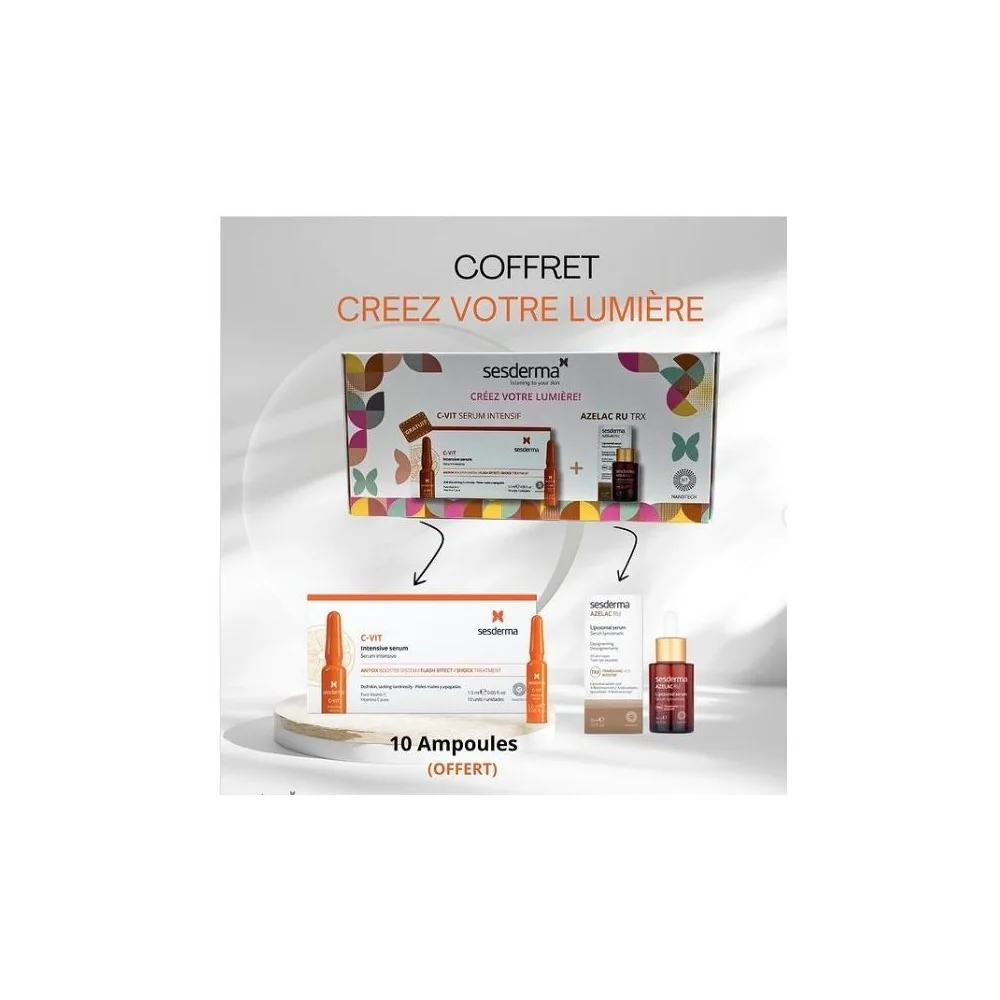 Coffret Sesderma - Azelac Ru sérum dépigmentant - 30ml + C-vit sérum intensif - 10 Ampoules (offert)