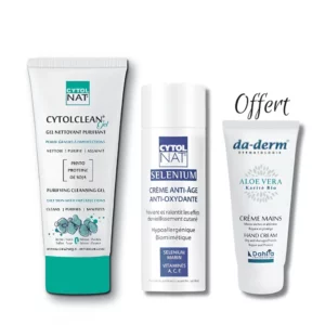 CYTOLNAT - PACK : GEL NETTOYANT PURIFIANT + CREME ANTI AGE + CREME A MAINS OFFERTE