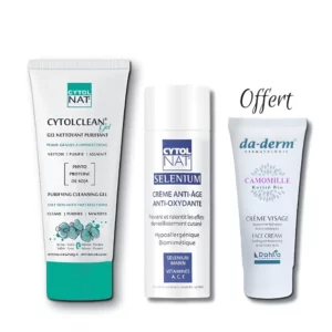 CYTOLNAT - PACK : GEL NETTOYANT PURIFIANT + CREME ANTI AGE + CREME HYDRATANTE VISAGE OFFERTE