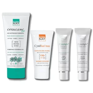 CYTOLNAT - PACK : GEL NETTOYANT PURIFIANT + ECRAN INVISIBLE + GEL ANTI TACHES + CREME ANTI TACHES