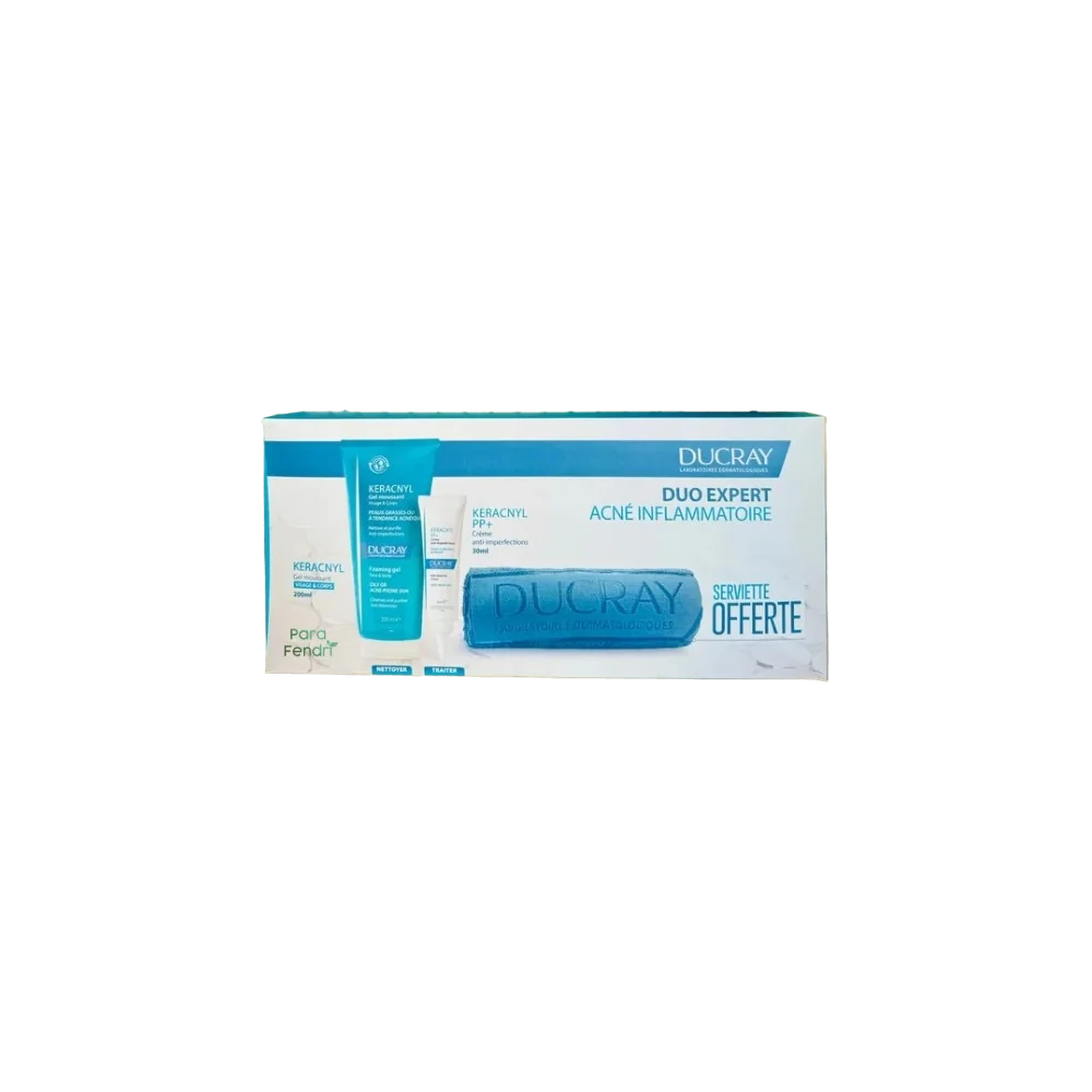 DUCRAY - KERACNYL GEL MOUSSANT 200ML + CREME ANTI IMPERFECTIONS 30ML + SERVIETTE OFFERTE