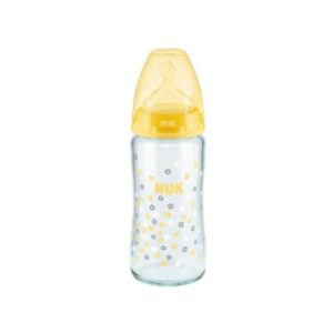 NUK FIRST CHOICE+ Biberon Temperature Control en Verre Jaune 240ml