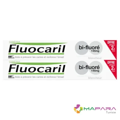 FLUOCARIL Dentifrice Blancheur Bi-Fluoré 145mg 2 x 75ml