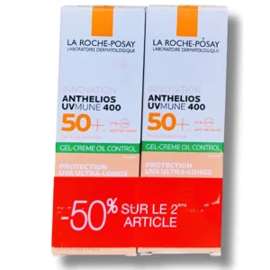 LA ROCHE POSAY - LOT DE 2 ANTHELIOS UVMUNE 400 OIL CONTROL GEL CREME TEINTE SPF50+ 50ML