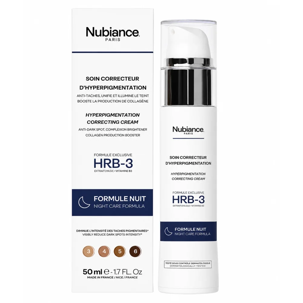 NUBIANCE Soin Correcteur d'Hyperpigmentation HRB-3, Crème Anti Tache Visage De Nuit