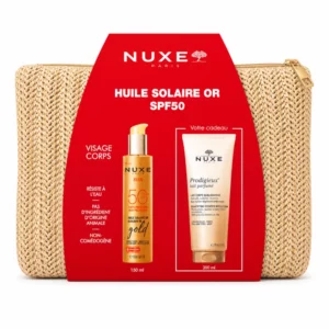 NUXE - HUILE SOLAIRE OR SPF50 + LAIT DE CORPS SUBLIMATEUR 200ML ET TROUSSE OFFERTES