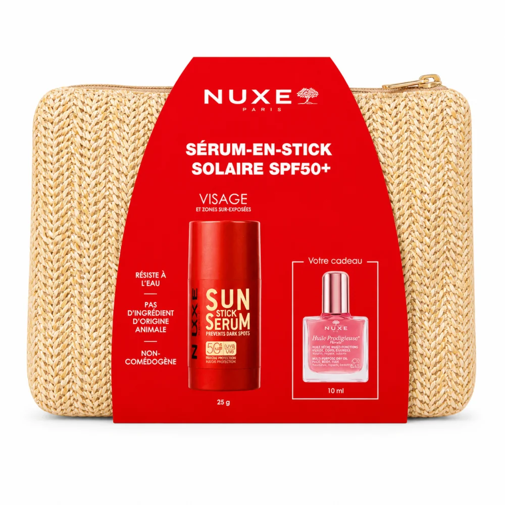 NUXE - SERUM EN STICK SPF50+ + HUILE PRODIGIEUSE OR FOLARALE ET TROUSSE OFFERTES