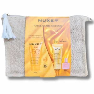 NUXE - TROUSSE CREME FONDANTE SPF50 + PRODIGIEUX HUILE DE DOUCHE 30ML ET HUILE PAILLETEE OR FLORALE 10ML OFFERTS