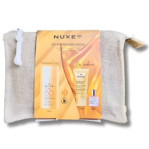 NUXE - TROUSSE FLUIDE SOLAIRE LEGER SPF50 + PRODIGIEUX HUILE DE DOUCHE 30ML ET HUILE FLORALE 10ML OFFERTS