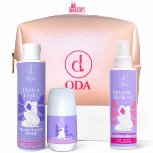 ODA - TROUSSE GEL NETTOYANT INTIME 150ML + ROLLON ECLAIRCISSANT 20ML + BRUME DEO ET SOIN INTIME 150ML OFFERT
