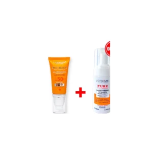 Pack L'Oramel écran solaire matifiant SPF50+ - 40ml + Mousse nettoyante Vitamine C - 100ml offerte
