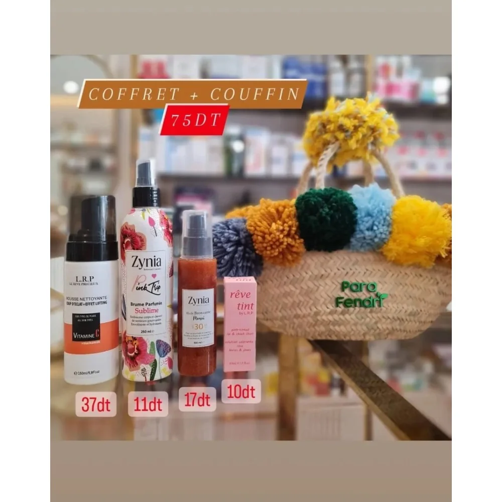 Pack Mousse L.R.P -brume cheveux et corps-huile bronzant -tint +couffin offerte