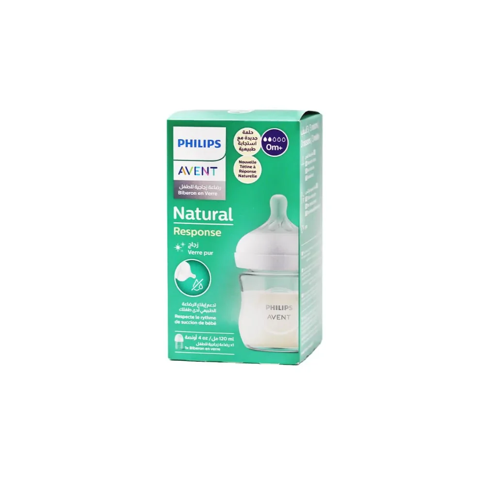 PHILIPS AVENT - BIBERON NATURAL RESPONSE EN VERRE +0 MOIS 120ML