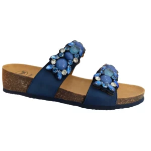 SCHOLL - CLAQUETTES ORTHOPEDIQUES BLEUS AVEC CRISTAUX POUR FEMME