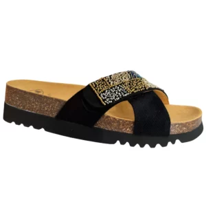 SCHOLL - CLAQUETTES ORTHOPEDIQUES CROISEES (SCRATCH) AVEC CRISTAUX POUR FEMME
