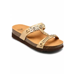 SCHOLL - CLAQUETTES ORTHOPRDIQUES KAIA T-BAR COMFORT FEMME BEIGE