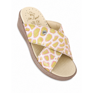 STI LIGHT - CLAQUETTES ORTHOPEDIQUES CROISEES LEOPARDS COLOREES FEMME