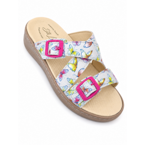 STI LIGHT - CLAQUETTES ORTHOPEDIQUES GRIS AVEC DETAILS PAPILLONS FEMME