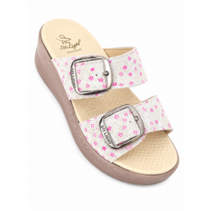 STI LIGHT - CLAQUETTES ORTHOPEDIQUES GRIS DETAILS FLEURIES FEMME