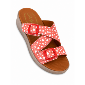 STI LIGHT - CLAQUETTES ORTHOPEDIQUES ROUGES AVEC DETAILS COEURS FEMME