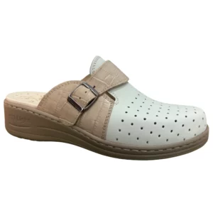 STI LIGHT - SABOTS ORTHOPEDIQUES BEIGE PERFORÉS DÉTAILS EN CROCCO FEMME