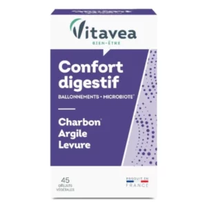 Vitavea Confort Digestif Charbon + Levure + Argile 45 Gelules
