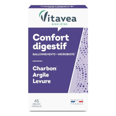 Vitavea Confort Digestif Charbon + Levure + Argile 45 Gelules