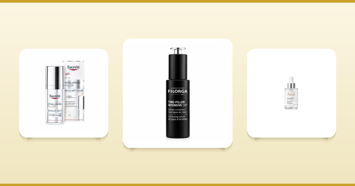Sélection de sérums à l'acide hyaluronique Eucerin, Filorga et Avène disponibles sur ParaAurea