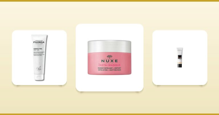 Gommages et peelings pour le visage Filorga Scrub & Peel, Nuxe Insta-Masque et Novexpert L'Exfoliant sur ParaAurea