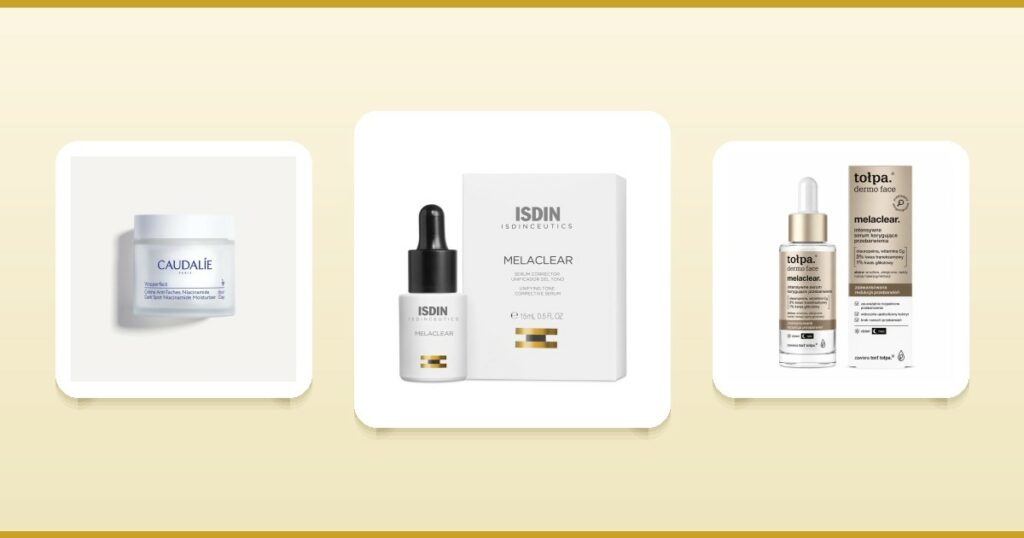 Soins anti-taches visage Caudalie Vinoperfect, ISDIN Melaclear et Tolpa Melaclear sur ParaAurea